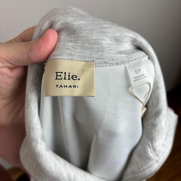 Elie Tahari NEW heathered gray 1/2 zip sweatshirt Modal blend Small oversized - Picture 6 of 10